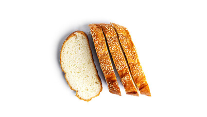 Loaf with sesame on a white background. High quality photo