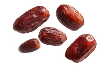 Floating dates against white background isolated on transparent background
