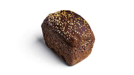 Black, rye bread with dried fruit on a white background. High quality photo