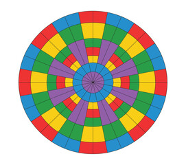 Obraz premium A colorful circular graphic with a spiral pattern of vibrant segments