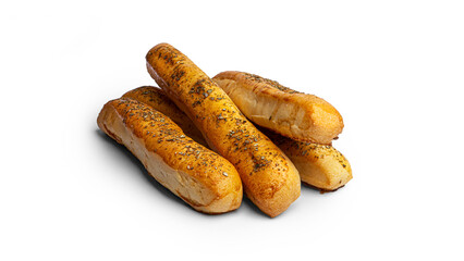 Grissini on a white background. Fresh breadsticks. High quality photo