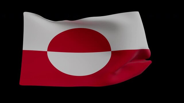 4K slow motion video of the Greenland flag waving in the wind. Vibrant red and white colors with the iconic circle. High-quality national arctic footage.