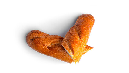 Baguette on a white background. High quality photo