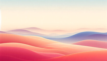 dreamy landscape with smooth, flowing color gradients. A red, orange and blue