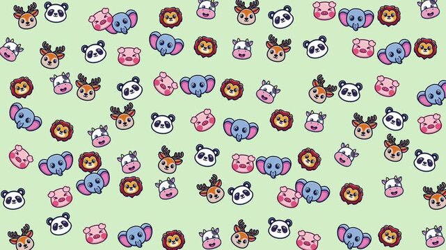 Many animal faces  lions, elephants, pandas, pigs, deer. Perfect for naturethemed designs, childrens books, educational materials, and wildlife projects.