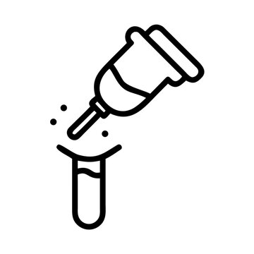 Saliva ejector for dental procedures in black and white line art style for oral hygiene