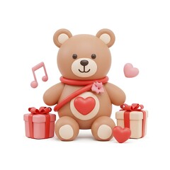Obraz premium Valentine's day teddy bear with gifts