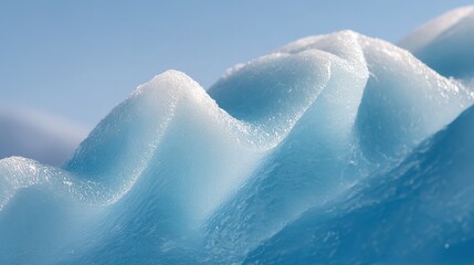 Obraz premium Ice formation on a glacier with blue tones and a clear sky in the background capturing nature's cold beauty