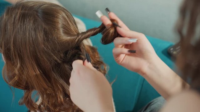Family Bonding Moment, Closeup Of Loving Family Exchanging Hairstyles At Home During Bonding Time, Capturing Heartfelt And Private Family Moment Through Shared Hairstyling Activities At Home