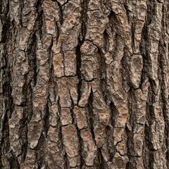 Obraz premium Detailed close-up view of rugged walnut tree bark, featuring deep fissures, ridges, and complex natural patterns suitable for backgrounds ,pattern ,exterior ,deep