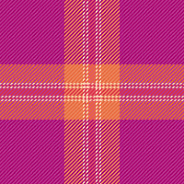 Good fabric textile seamless, tradition vector plaid background. Perfect check texture pattern tartan in fandango and pink colors.