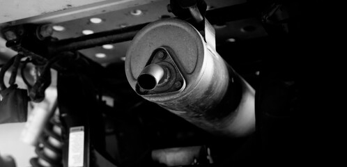 Old car suspensions. Close up car suspension wear and tear parts. CV joint Rubber boot and Control arms bushing Steering rack axles Shock absorber Brake exhaust. Gas Diesel car service repair parts.