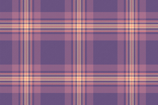 Seamless plaid pattern in calming purple and peach tones. Versatile textile design ideal for fashion, backgrounds, or creating a cozy, inviting atmosphere.