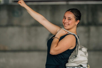 figure skater with motivational expression