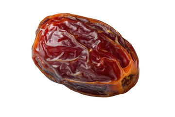 Single dried date fruit isolated on transparent background
