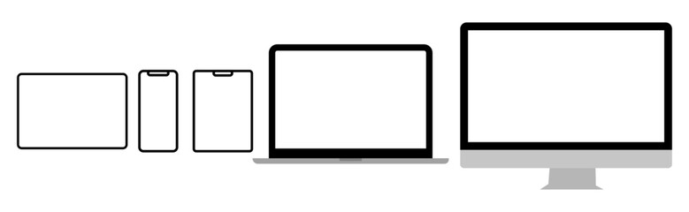 A set of modern mobile phones with a blank screen showcasing a clean digital display for technology and communication design