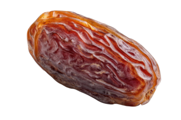 Single dried date fruit isolated on transparent background
