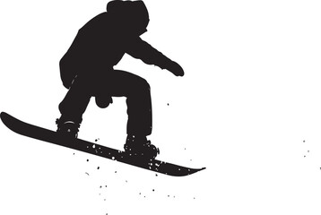 High Action Silhouette of a Snowboarder Catching Big Air and Performing a Jump
