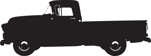 Classic Silhouette of a 1950s Vintage Pickup Truck Side View