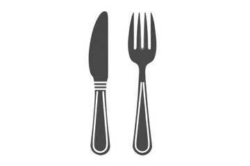 A gray illustration of a knife and fork on transparent background