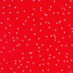 Seamless pattern of small pink hearts scattered densely across a bright crimson red backdrop, ideal for romantic celebrations or textile use ,invitation ,feeling ,holiday