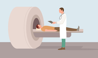 Male patient examination in a clinic with a doctor.
