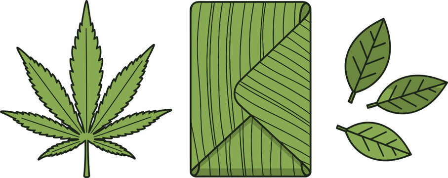 cannabis leaf, green leaf pattern, botanical illustration, digital art
