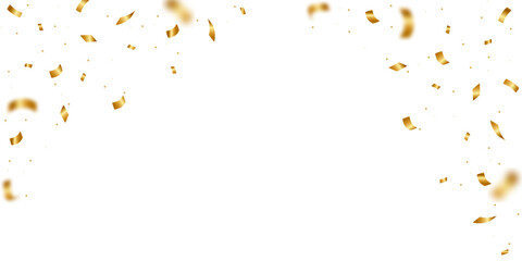 Falling gold confetti background. PNG illustration of festive confetti.