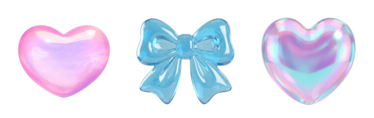 3D Sticker Set with Mixed Illustrations, Cute Kawaii Candy Icons & Girly Accessory &ndash; Ultimate Collection for Valentine's Day.