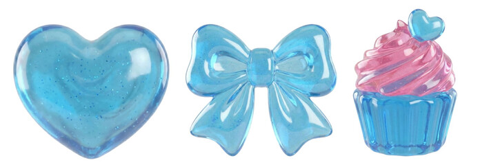 3D Sticker Set with Mixed Illustrations, Cute Kawaii Candy Icons & Girly Accessory &ndash; Ultimate Collection for Valentine's Day