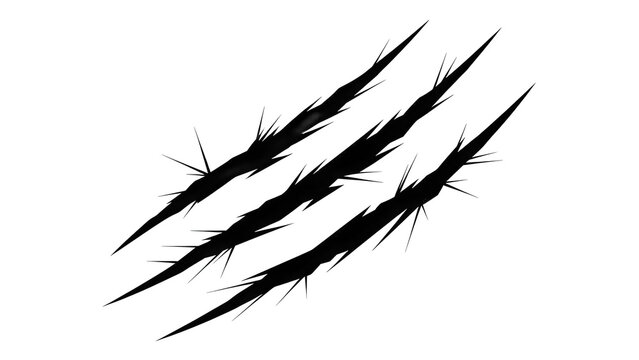 Black animal claw marks isolated on white background.