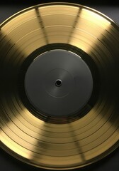CloseUp Gold Vinyl Record Spinning on Turntable