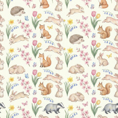 seamless floral animal