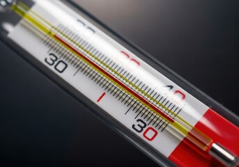 CloseUp Thermometer Showing ThirtyDegreesCelsiusTemperatureReading