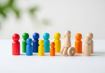 Colorful Wooden Balancing Toy Figures on White Surface