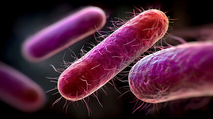 Pathogenic bacteria at microscopic scale representing infection research microbiology and medical science.
