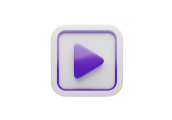Purple play button icon isolated on transparent background