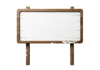 Wooden easel with blank paper isolated on transparent background