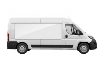White cargo van isolated on transparent background