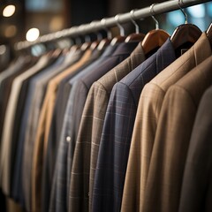 Elegant Menswear Suits on Display in Modern Boutique