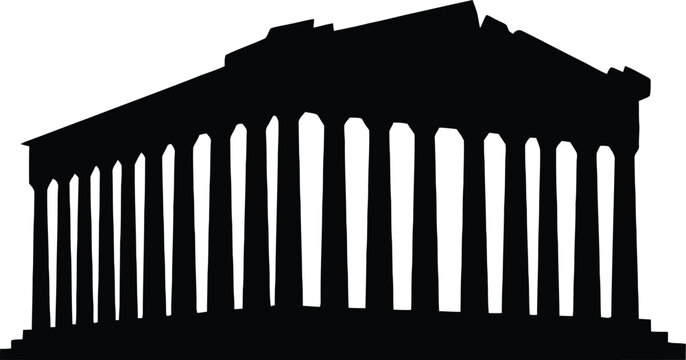 Ancient greek parthenon temple silhouette featuring classic columns and historical architecture representing athens landmark and mythology in europe for travel tourism and history culture.