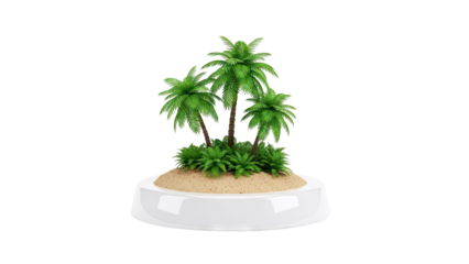 Miniature Island Diorama with Palm Trees