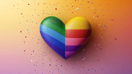 A vibrant rainbow heart with colorful confetti on a bright gradient background symbolizing love and diversity Valentine day Special