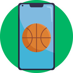 A clean smartphone icon symbolizing mobile access to basketball-related content such as scores, news, and live updates.