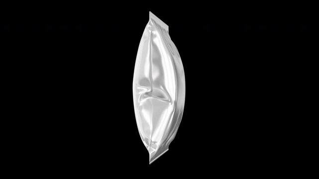 Transparent Plastic Packaging Pouch Looping Animation with Alpha Channel. 4K