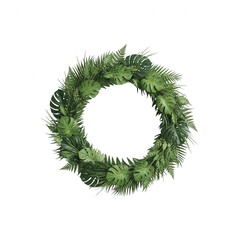 Green leaf wreath isolated on transparent background