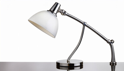 Modern Chrome Table Lamp With White Shade Isolated On Transparent Background