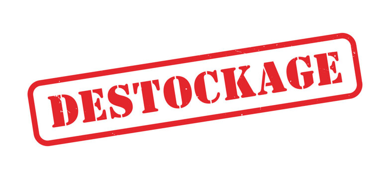 Timbre Rond Rouge Destockage en Style Grunge avec Effet Encre Vieillie pour Promotion, Soldes, Liquidation et Marketing Commercial