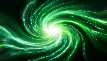 Vibrant Green Energy Vortex With Lightning Strikes Swirling Through Dark Clouds Creating A Powerful Dynamic And Abstract Cosmic Phenomenon