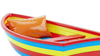 Colorful Rowboat with Orange Pillow